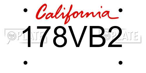 178VB2 California License Plate