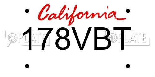178VBT California License Plate
