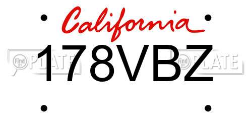 178VBZ California License Plate