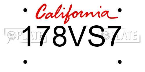 178VS7 California License Plate