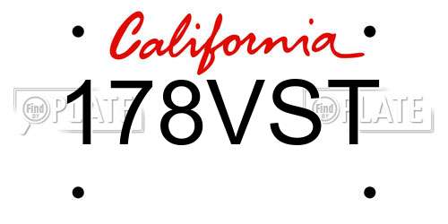 178VST California License Plate