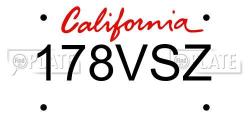 178VSZ California License Plate