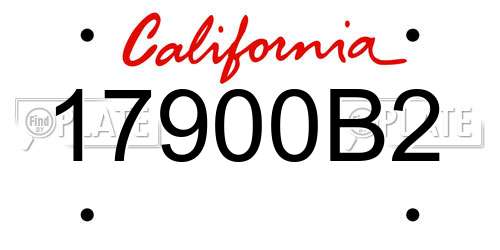 17900B2 California License Plate
