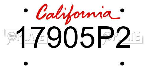 17905P2 California License Plate