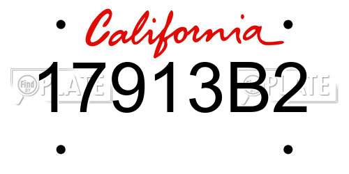 17913B2 California License Plate