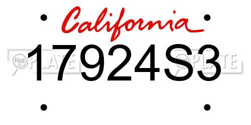 17924S3 California License Plate