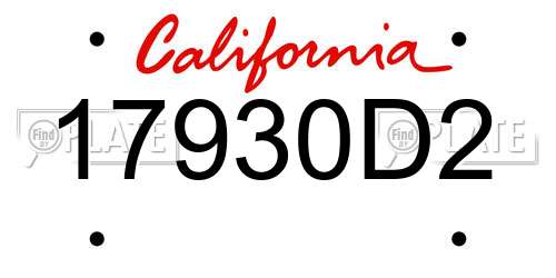 17930D2 California License Plate