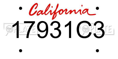 17931C3 California License Plate