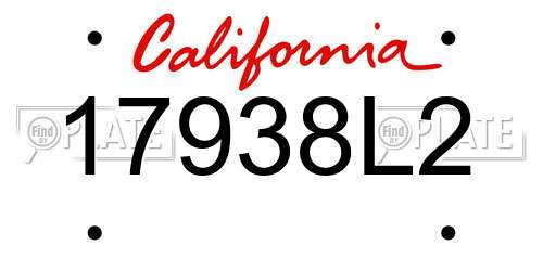 17938L2 California License Plate