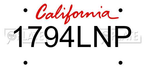 1794LNP California License Plate