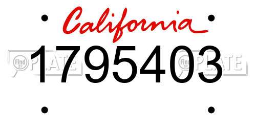1795403 California License Plate