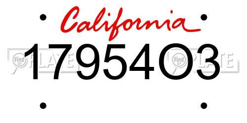 17954O3 California License Plate