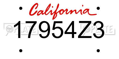 17954Z3 California License Plate