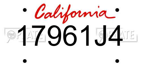 17961J4 California License Plate