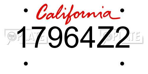 17964Z2 California License Plate