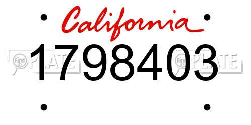 1798403 California License Plate