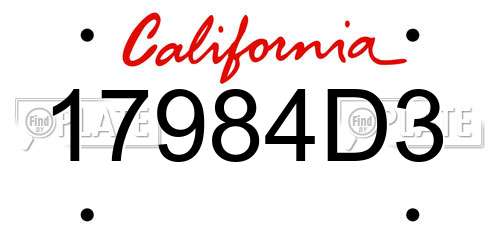 17984D3 California License Plate
