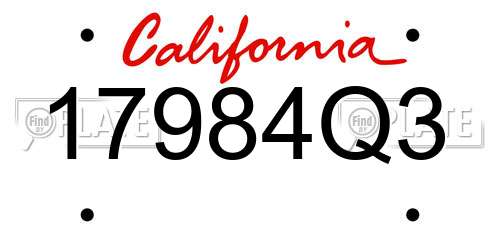 17984Q3 California License Plate