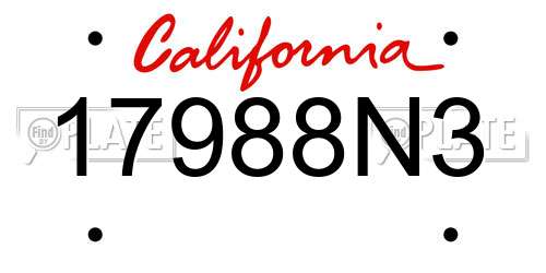 17988N3 California License Plate