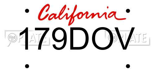 179DOV California License Plate