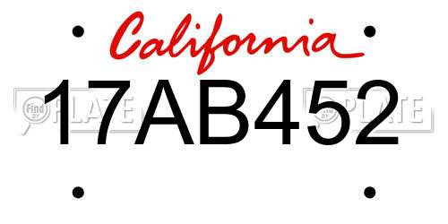 17AB452 California License Plate