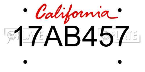 17AB457 California License Plate