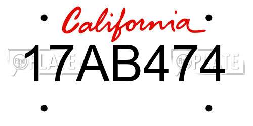 17AB474 California License Plate