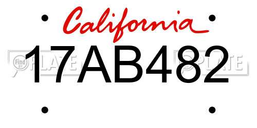 17AB482 California License Plate