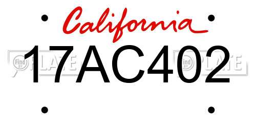 17AC402 California License Plate