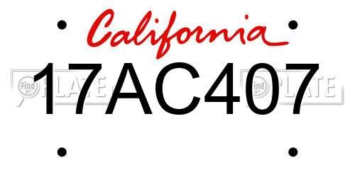 17AC407 California License Plate