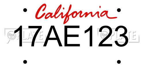 17AE123 California License Plate