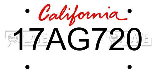 17AG720 California License Plate
