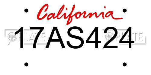17AS424 California License Plate