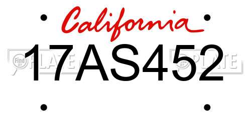 17AS452 California License Plate