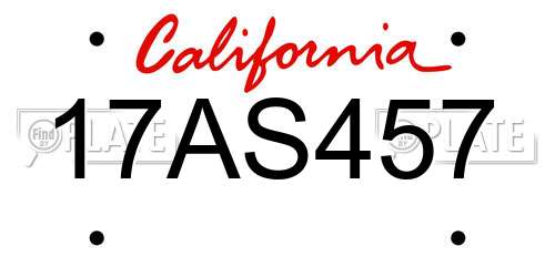 17AS457 California License Plate