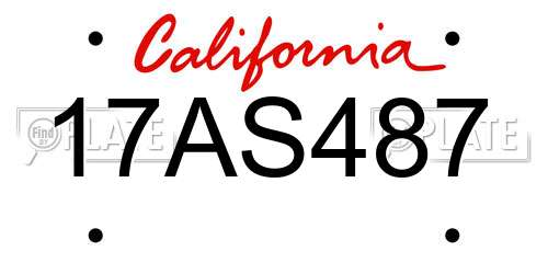 17AS487 California License Plate