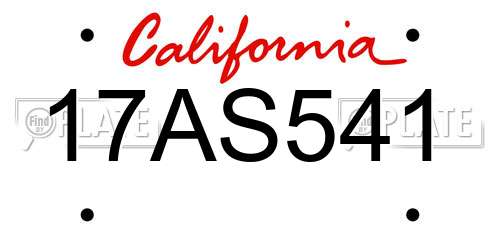 17AS541 California License Plate
