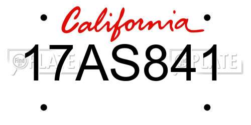 17AS841 California License Plate