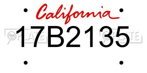 17B2135 California License Plate