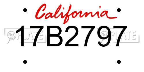 17B2797 California License Plate
