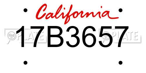 17B3657 California License Plate