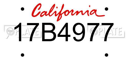 17B4977 California License Plate