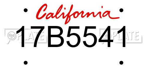 17B5541 California License Plate