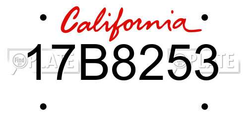 17B8253 California License Plate
