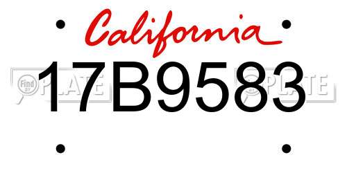 17B9583 California License Plate