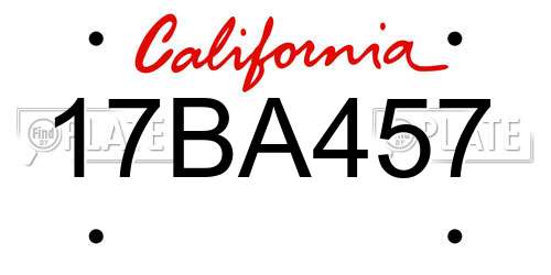 17BA457 California License Plate