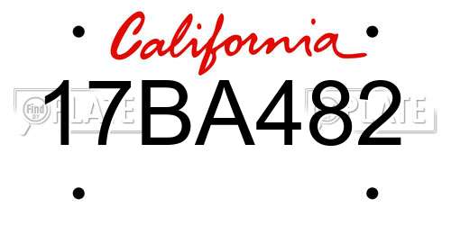 17BA482 California License Plate