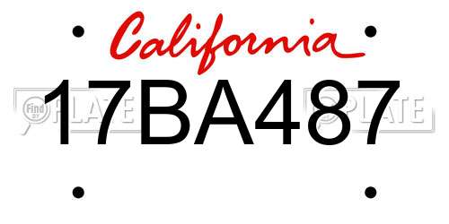 17BA487 California License Plate