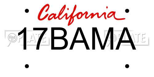 17BAMA California License Plate