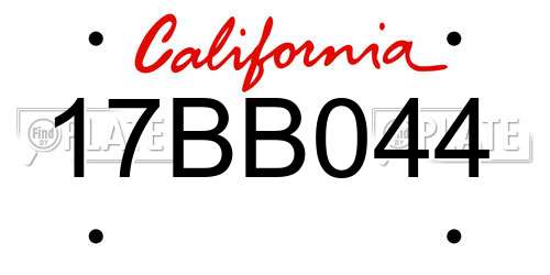17BB044 California License Plate